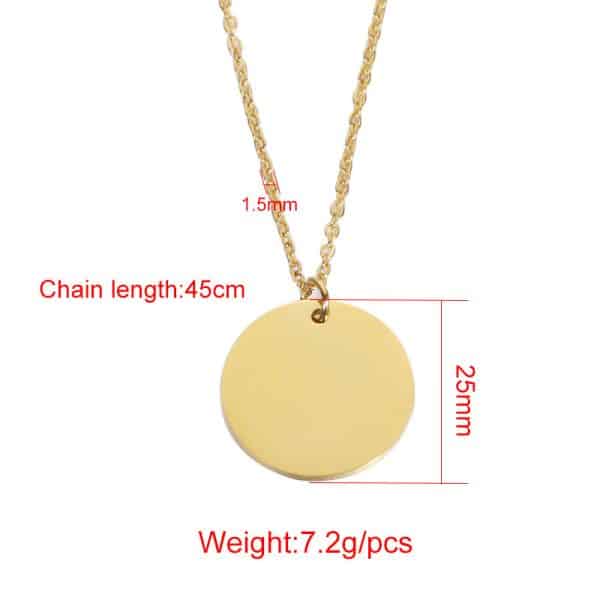 Stainless Steel Geometric Wafer Necklace Pendant