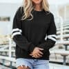Fiery Red Varsity Striped Detail Drop Shoulder Oversized Sweatshirt