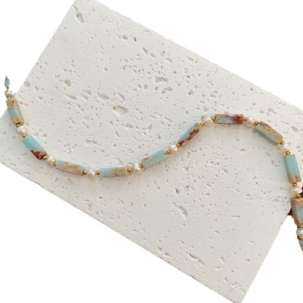Women's Necklace Natural Stone Beaded Clavicle Chain