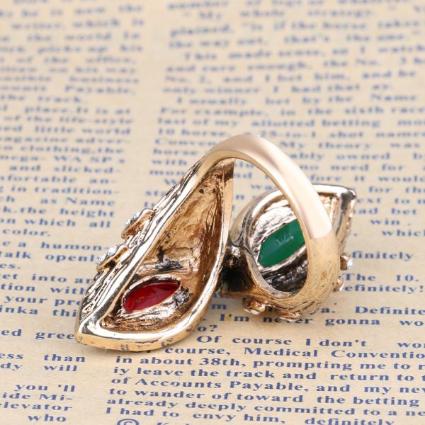 Bohemian Retro Ruby And Emerald Gold-plated Diamond Ladies Ring