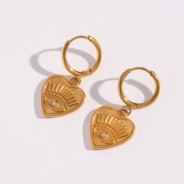 Women's Stainless Steel Heart Devil's Eye Drop Earrings