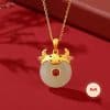 Hetian Jade Peace Buckle Cute Snake 925 Sterling Silver Zodiac Necklace