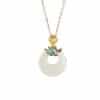 Sterling Silver Gold Plated Hetian Jade Safety Buckle Pendant