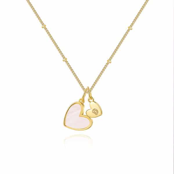 18K Real Gold Plating Letter In White Fritillary Advanced Cold Style Female Clavicle Chain