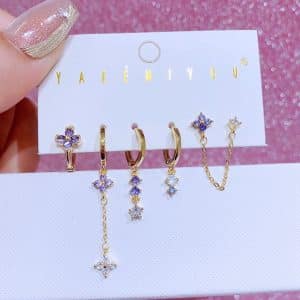 Ladies New Fashion Zirconium Ring Earring Set