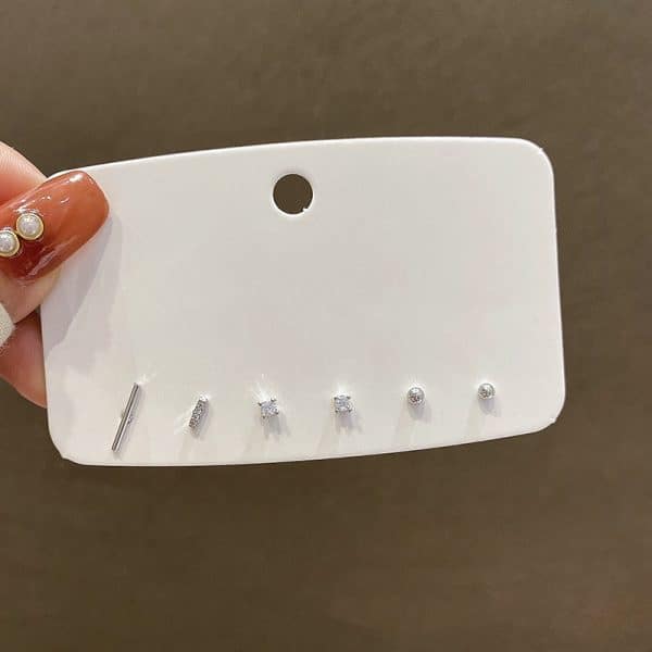 Women's Fashion Simple Silver Pin Earrings Set