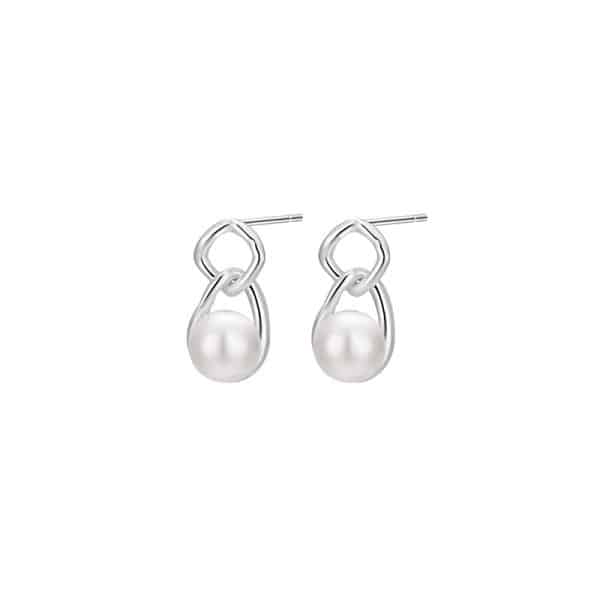 S999 Sterling Silver Pure Silver Light Luxury Stud Earrings Pearl Natural Freshwater