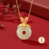 Hetian Jade Peace Buckle Cute Snake 925 Sterling Silver Zodiac Necklace