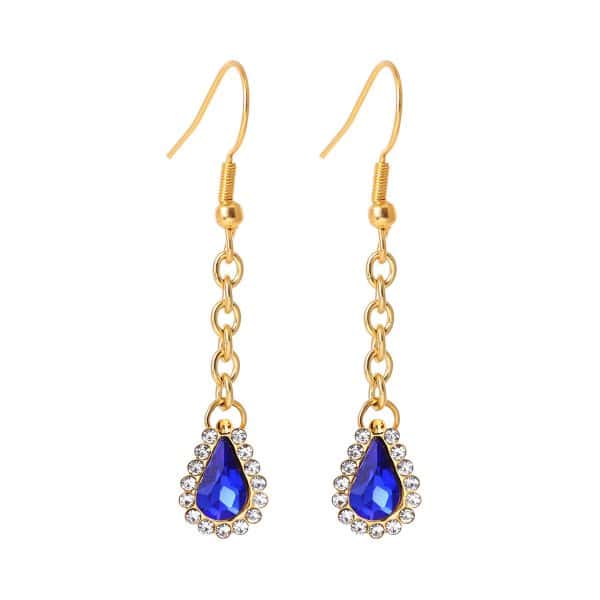 Gold Diamond Water Drop Stainless Steel Eardrop Women's