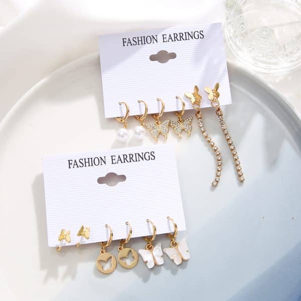 Personalized Metal Three Tube Fried Dough Twist Earring Set 6 Pieces