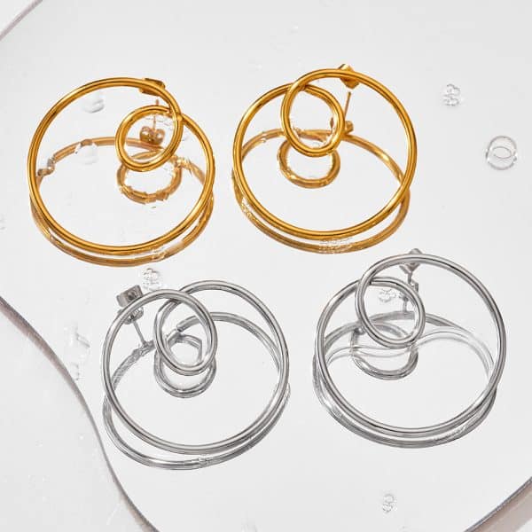 Streamlined Earrings Stainless Steel Geometric Circle Curve Earrings