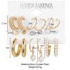 Fashion Gold Hoop Earrings Ladies Pearl Punk Set