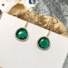 Color Stone Crystal Triangle Eight Color Stone Earrings Copper Micro Inlay