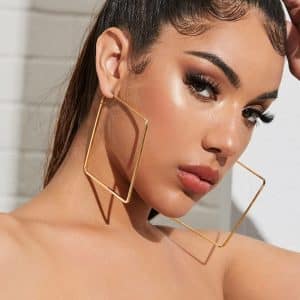 Exaggerated Geometric Square Heart Drop Earrings Fashion