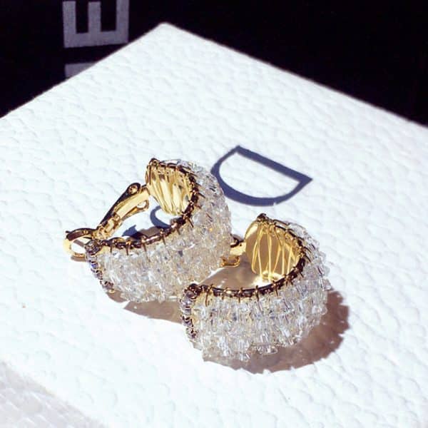 New Fashion Silver Needle Earrings Super Set With Rhinestones