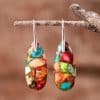Women's Colorful Emperor Stone Water Drop Pendant Earrings