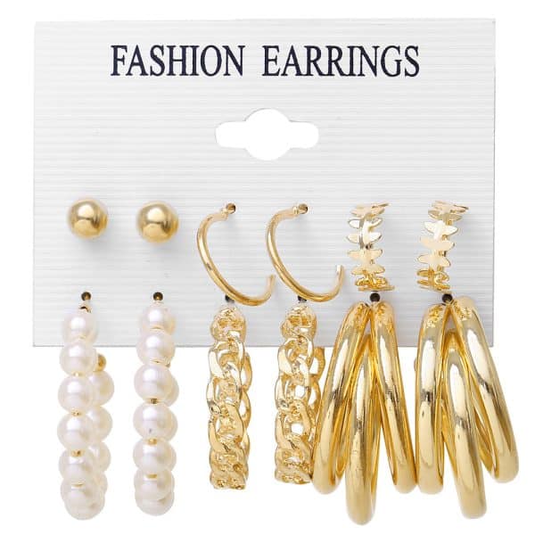 Retro Simple Temperament Ladies Plain Silver Simple Earring Set