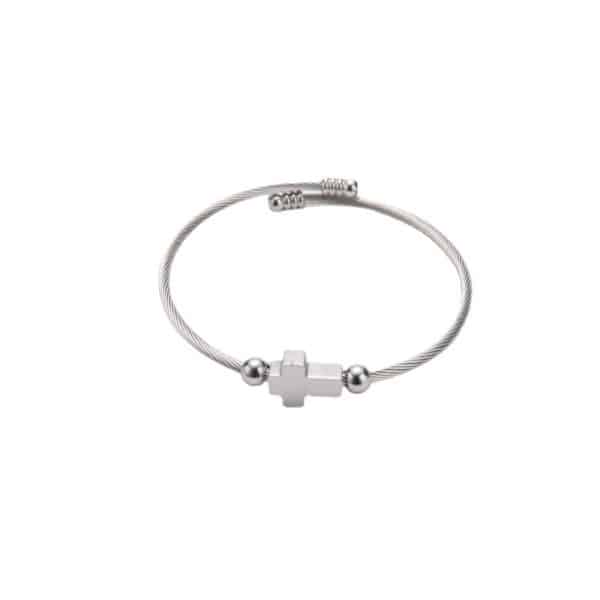 Titanium Steel Retro With Opening Adjustable Cross Bracelet