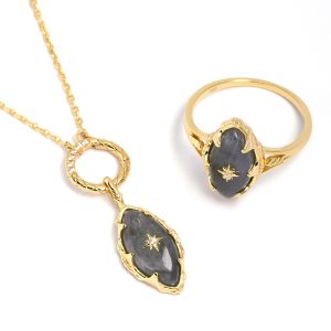 Silver Gilded Stone Women's Ring