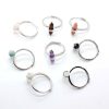 Crystal Stone Double Pointed Small Hexagon Prism Open Adjustable Ring