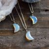 Natural Stone Moon Transparent Color Fashion Pendant Necklace Jewelry