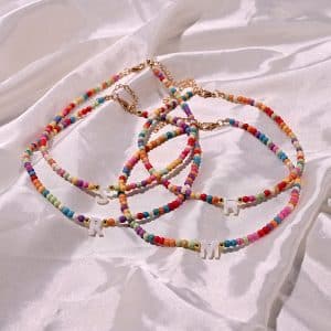 26 Shell Letter Necklace Mixed Color Turquoise Clavicle Chain