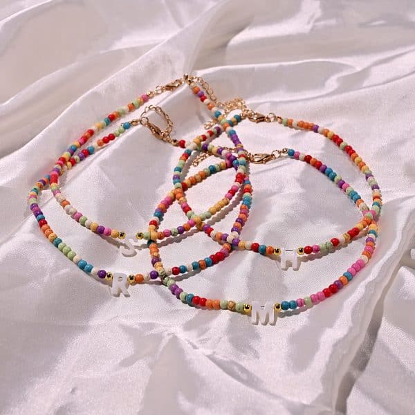 26 Shell Letter Necklace Mixed Color Turquoise Clavicle Chain