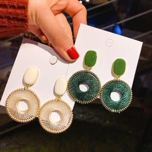 Chunky Braided Round Exaggerated Drop Earrings