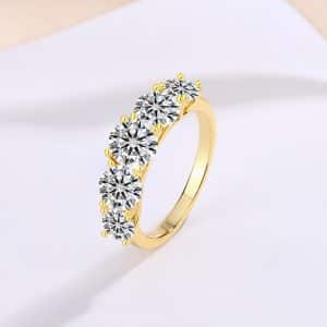 S925 Silver Simple Personality Trendy Micro-inlaid Moissanite Ring