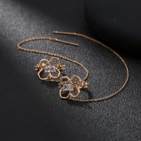 Cross Border Jewelry Wholesale Niche Design Earrings Female Fashion European And American Butterfly Copper Micro Set Zircon Long Tassel Ear Line
