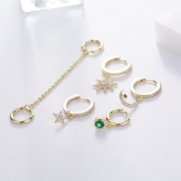 Moon Star Set Ear Clip Earrings