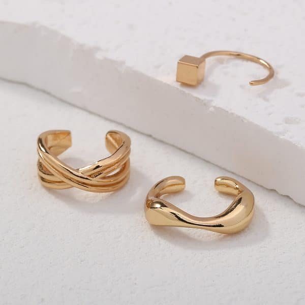 Metal Type C Ear Bone Clip No Ear Hole Ear Hang Female Temperament Hip-hop Minority Cool Wind Earring Set Decoration