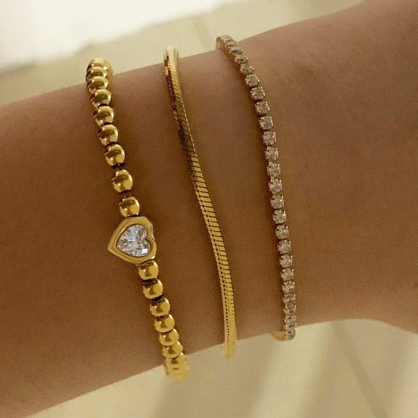 Women's European And American Twin Beaded Heart Bracelet