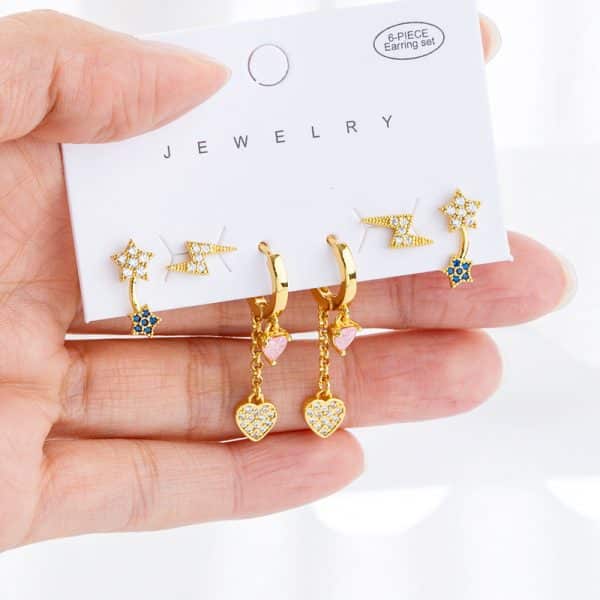 Lightning Current Su Star Earrings Simple And Exquisite 6 Piece Set