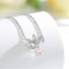Pink Crystal Necklace Women's Sterling Silver Lotus