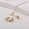 Five-pointed Star Set Ear Clip Stud Copper Micro-zircon Earrings