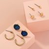 Crystal Cluster Round Everyday Combination Set Earrings