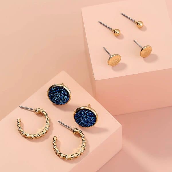 Crystal Cluster Round Everyday Combination Set Earrings