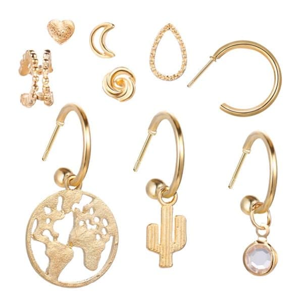 Lady Map Cactus Love Ear Studs Set