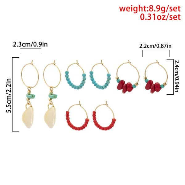 Shell Multi-element Set Beaded Earrings   Personality