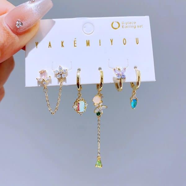 New Light Luxury Zircon Earrings Earring Set