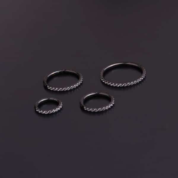 Pure Stainless Steel Split Ring Round Set Zircon Earrings