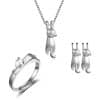 Cute Cat Jewelry Set - Ring - Ear Rings - Necklace