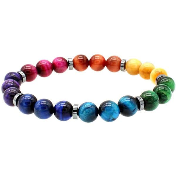 Unisex Natural Stone New Colorful Tigereye Volcanic Stone Bracelet