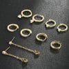 5 Pairs Gold And Silver Ring Earrings Set