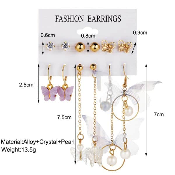 Acrylic Pearl Butterfly Pendant Earring Set Women
