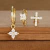 Fashion Geometric Ear Studs Zircon Set Ladies