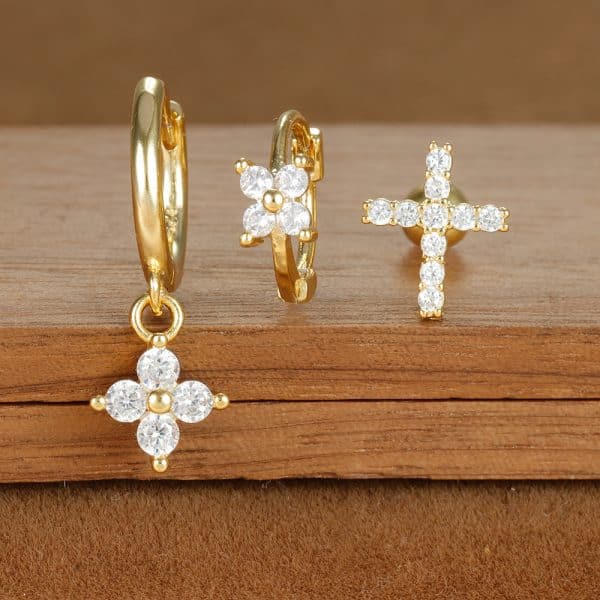 Fashion Geometric Ear Studs Zircon Set Ladies