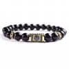 Natural Stone 8mm Bright Black Stone Beaded Vintage Bracelet