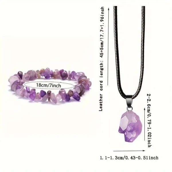Natural Stone Amethyst Crystal Bud Irregular Rough Stone Necklace